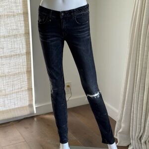 R13 Black Distressed Skinny Jeans Size 28